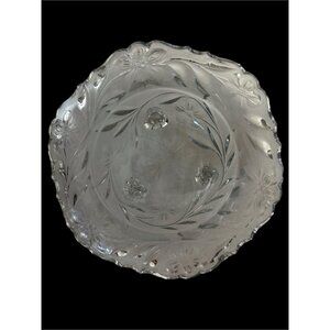Beautiful Cut Glass Rolled Edge Footed Bowl Candy Dish Vintage